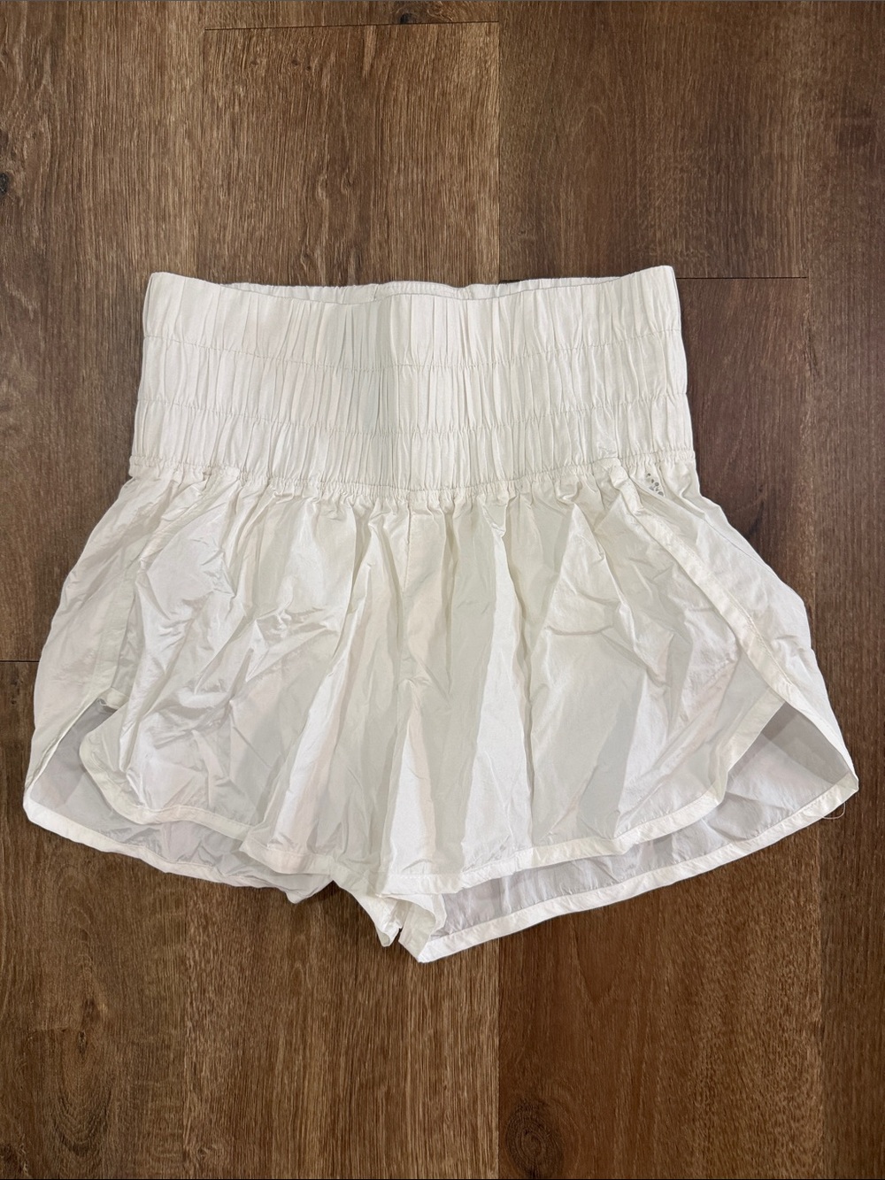 FP Movement by Free People White Smocked Waist Ruffle Skort Shorts